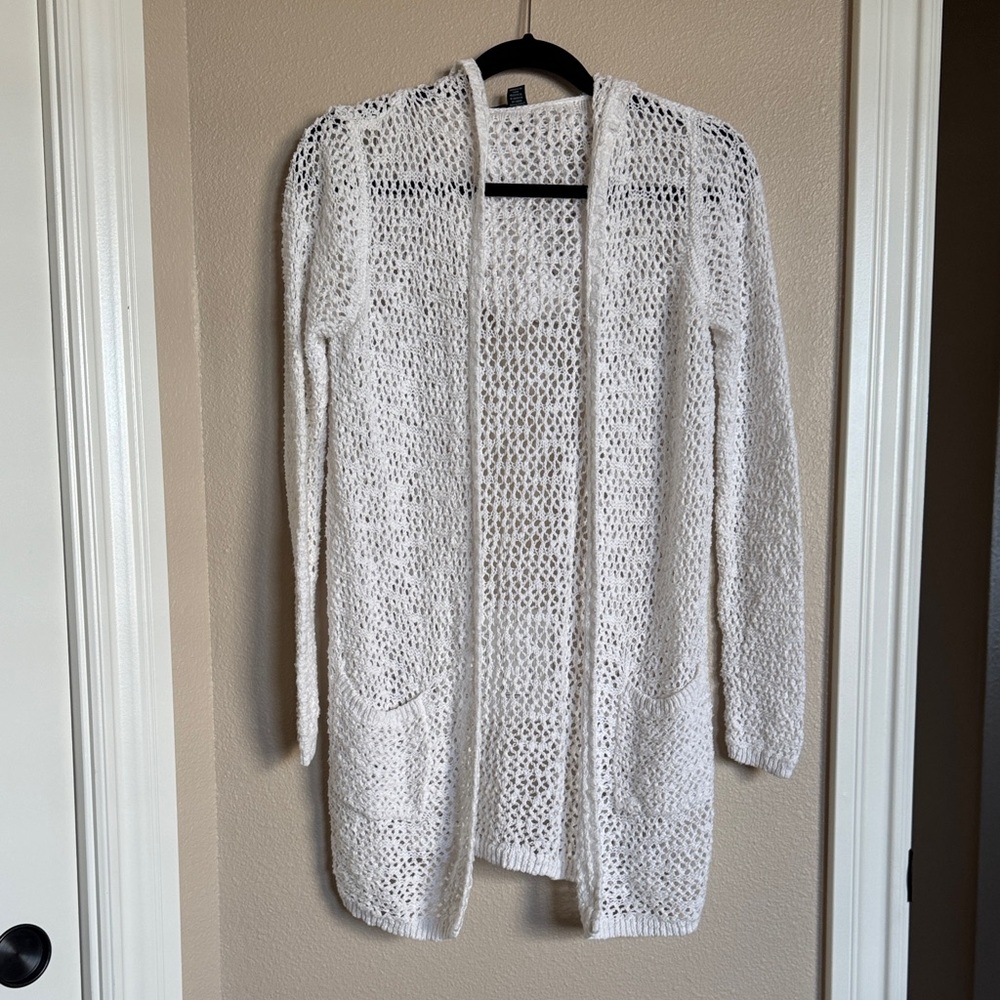 Cynthia Rowley Cream Open-Knit Cardigan